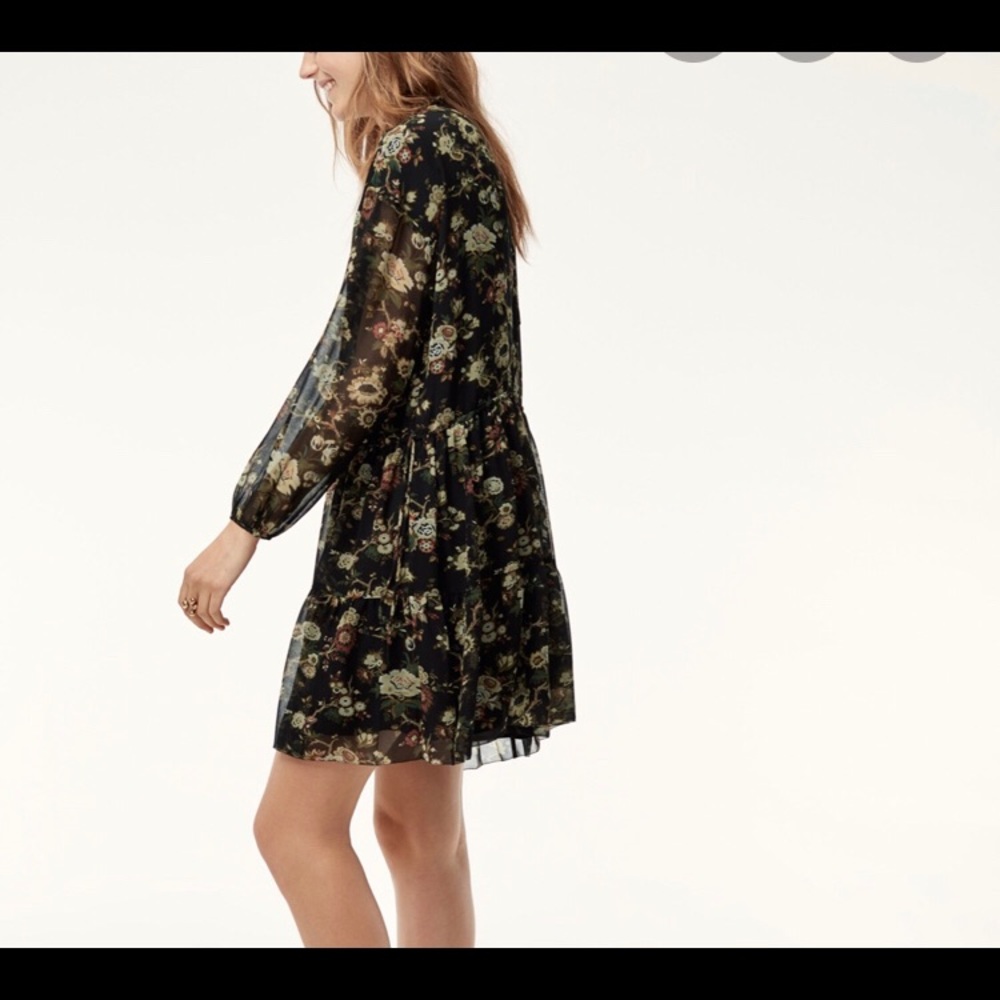 Aritzia Floral Long Sleeve Dress - Black and Green